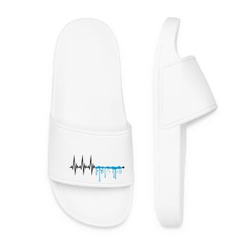drops of wet graffiti spray waves line frequency - Women’s Pool Sliders - white - Front