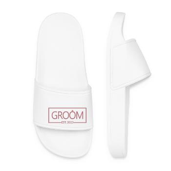 Groom Est. 2023 - Husband To Be Wedding Party Gift - Women’s Pool Sliders - white - Front