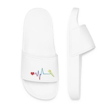 Microphone Pulse Heartbeat - Women’s Pool Sliders - white - Front