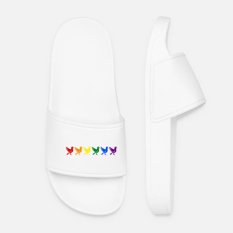 Rainbow Doves - Women’s Pool Sliders - white