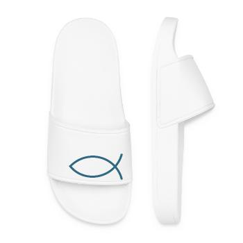Jesusfisch Ichthys Fisch Fische - Frauen Badelatschen - Weiß - Vorne