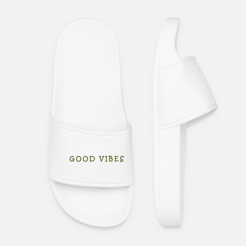 Positive Vibes Handwritten Quote - Women’s Pool Sliders - white