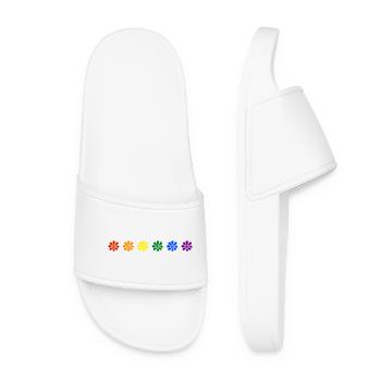 Rainbow Floral T-Shirt | Pride Month Shirt - Women’s Pool Sliders - white - Front
