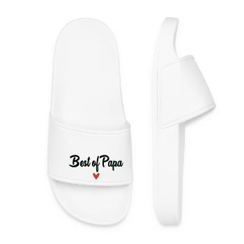DAD. FATHER'S DAY. HAPPY FATHER'S DAY. HAPPY BIRTHDAY. - Women’s Pool Sliders - white - Front