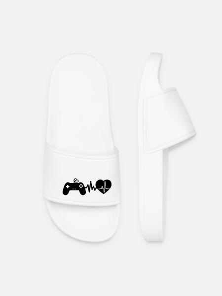 Le jeu, c’est la vie Battement de cœur pour les joueurs - Claquettes Femme - blanc