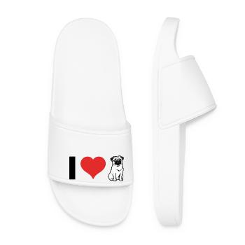 Ich Liebe Möpse - Hund Haustier Design - Frauen Badelatschen - Weiß - Vorne