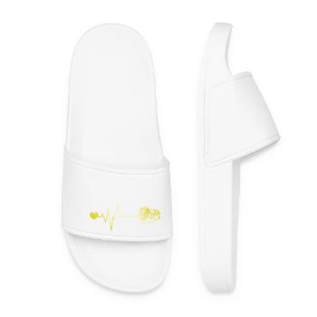 Steak Meat Restaurant Pulse Heart Love - Women’s Pool Sliders - white - Front