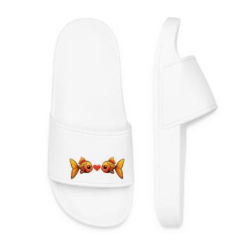 Poisson rouge Couple Poisson Saint-Valentin - Claquettes Femme - blanc - Devant