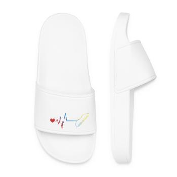 Bow and arrow pulse heartbeat - Women’s Pool Sliders - white - Front