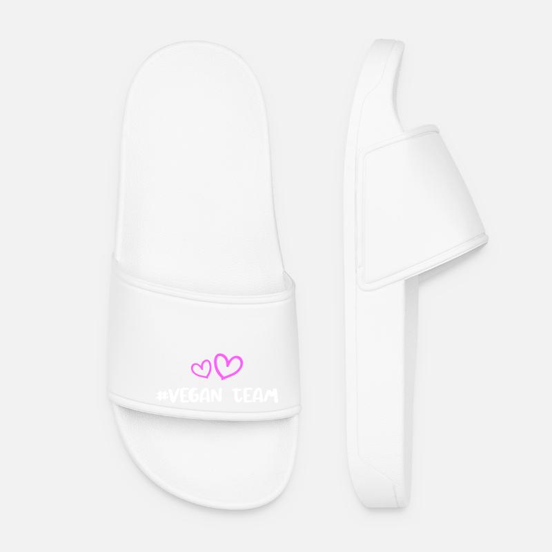 Vegan Team Heart - Women’s Pool Sliders - white
