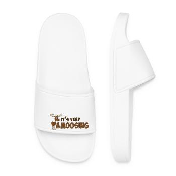 « C’est très Amoosing » L’orignal heureux. - Claquettes Femme - blanc - Devant