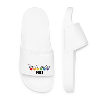 Rainbow heart don't judge me black - Women’s Pool Sliders - white - Front