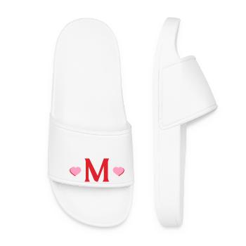 Lettre m cœurs rouges - Claquettes Femme - blanc - Devant