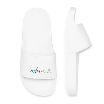 Aaron Nom Prénom Calligraphie coeur - Claquettes Femme - blanc - Devant