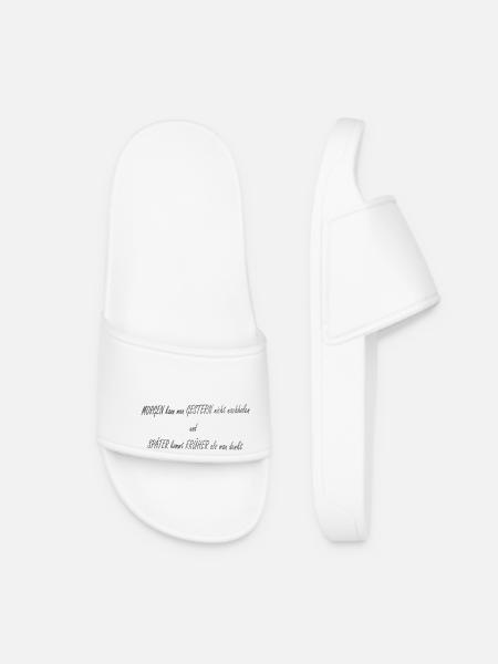 Tomorrow Yesterday Later Earlier2 - Women’s Pool Sliders - white