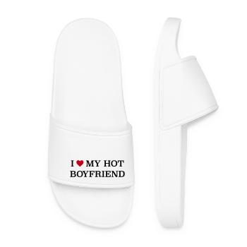 I love my hot Boyfriend - Frauen Badelatschen - Weiß - Vorne