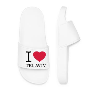 I LOVE TEL AVIV - Frauen Badelatschen - Weiß - Vorne