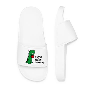 T-Rex hates boxing gloves fightclub dinosaur - Women’s Pool Sliders - white - Front