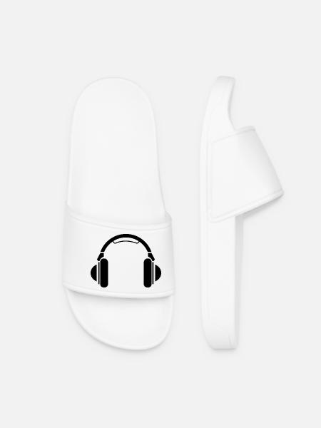 earphones headphones music beats Dj Deejay Symbol - Frauen Badelatschen - Weiß