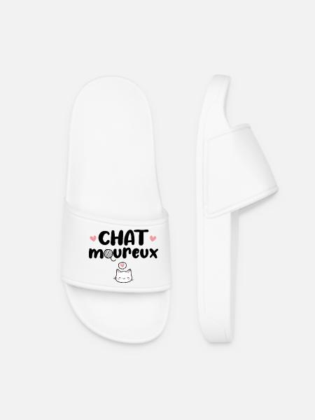 Chatmoureux Humour Chat mignon Amoureux Couple - Claquettes Femme - blanc