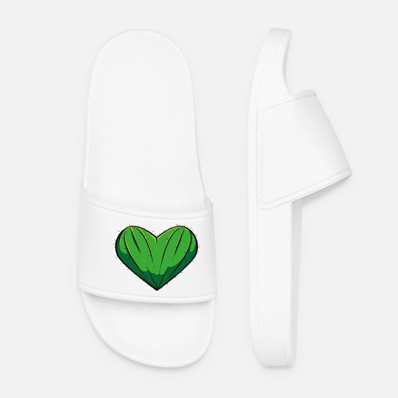 Heart Cactus - Women’s Pool Sliders - white
