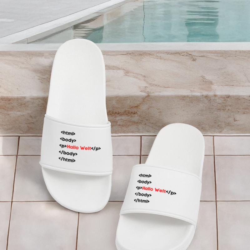 Hallo Welt HTML – Lustiges Programmierer & Coding  Frauen Badelatschen