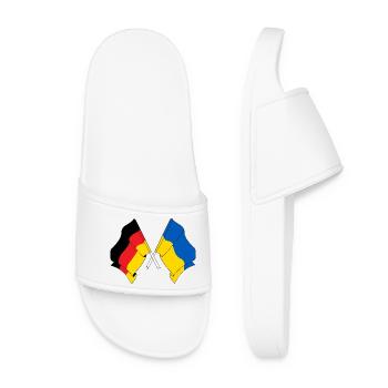 Flag of Germany and flag Ukraine - Women’s Pool Sliders - white - Front