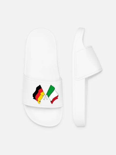 Flagge von Deutschland und Flagge Italien - Frauen Badelatschen - Weiß