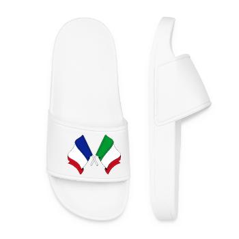 Flagge von Frankreich und Flagge Italien - Frauen Badelatschen - Weiß - Vorne