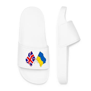 Flagge von England und Flagge Ukraine - Frauen Badelatschen - Weiß - Vorne