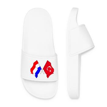 Flagge der Niederlande und Flagge der Türkei - Frauen Badelatschen - Weiß - Vorne