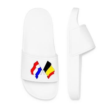 Flag of the Netherlands and flag of Belgium - Women’s Pool Sliders - white - Front