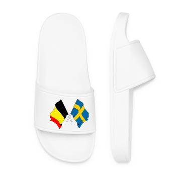 Flag of Belgium, flag Sweden - Women’s Pool Sliders - white - Front