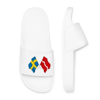 Sweden flag, Latvia flag - Women’s Pool Sliders - white - Front