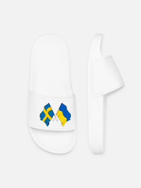Flagge Schweden, Flagge Ukraine - Frauen Badelatschen - Weiß
