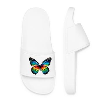 Schmetterling - Frauen Badelatschen - Weiß - Vorne