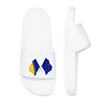 Flagge von Bosnien und Herzegowina und Flagge von Europa - Frauen Badelatschen - Weiß - Vorne