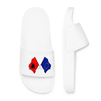 Flag of Albania and flag of Europe - Women’s Pool Sliders - white - Front