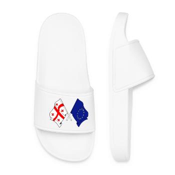 Flag Georgia and flag Europe - Women’s Pool Sliders - white - Front