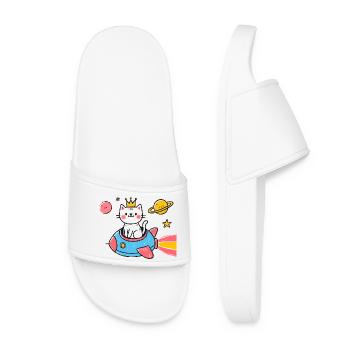 Cat in space - Women’s Pool Sliders - white - Front