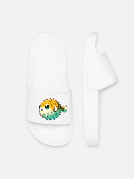 Kugelfisch - Frauen Badelatschen - Weiß