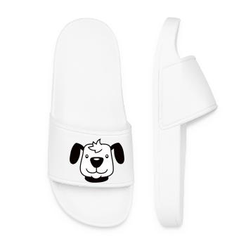 Visage de chien Petit Tête d’animal de compagnie Mignon - Claquettes Femme - blanc - Devant