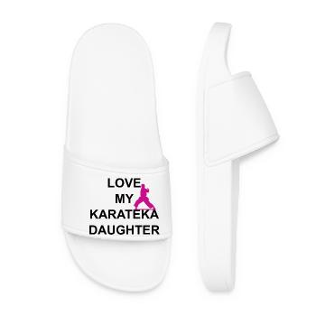 LOVE MY KARATEKA DAUGHTER (color accent) - Women’s Pool Sliders - white - Front