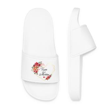 Bride's Team Golden Heart Floral - Women’s Pool Sliders - white - Front