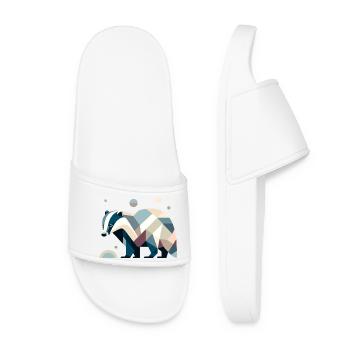 Geometric Badger - Women’s Pool Sliders - white - Front