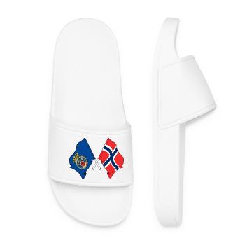 Zwei Flaggen gekreuzt von Oslo und Flagge Norwegen - Frauen Badelatschen - Weiß - Vorne