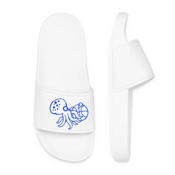 Octopus Basketball Playing Ball Holding Sports Hobby - Women’s Pool Sliders - white - Front