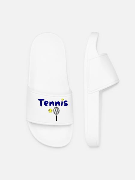 Tennis design with ball and racket - Women’s Pool Sliders - white
