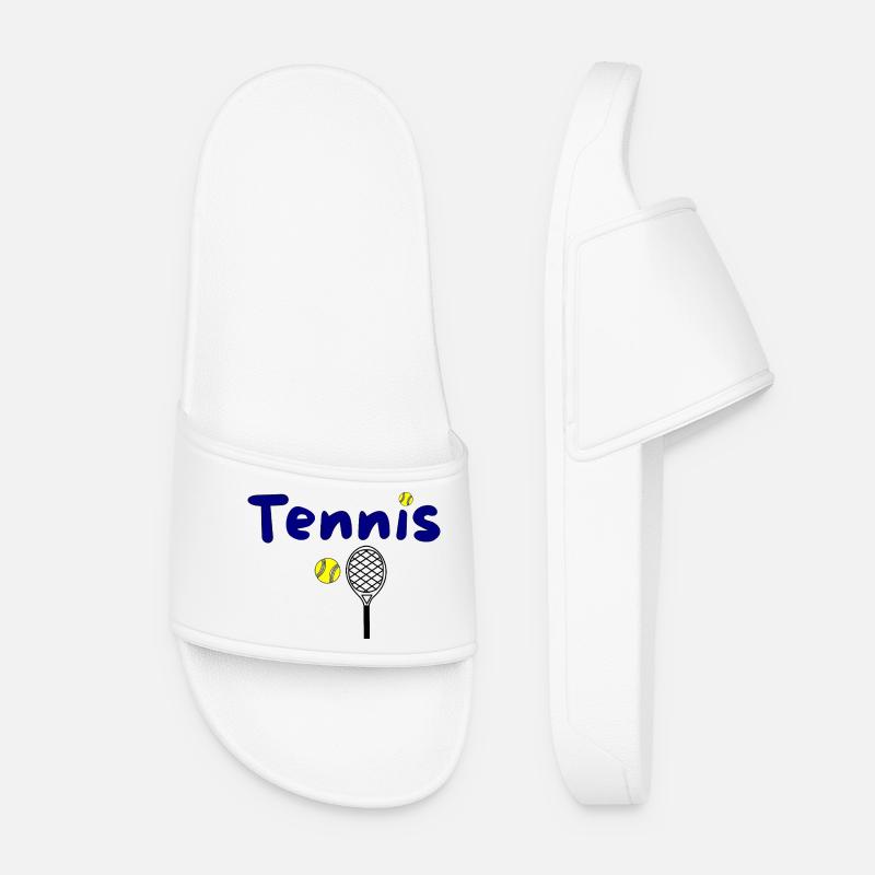 Tennis design with ball and racket - Women’s Pool Sliders - white