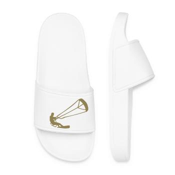 Kitesurfer Silhouette Kiteboarding Adrenaline Sport - Women’s Pool Sliders - white - Front